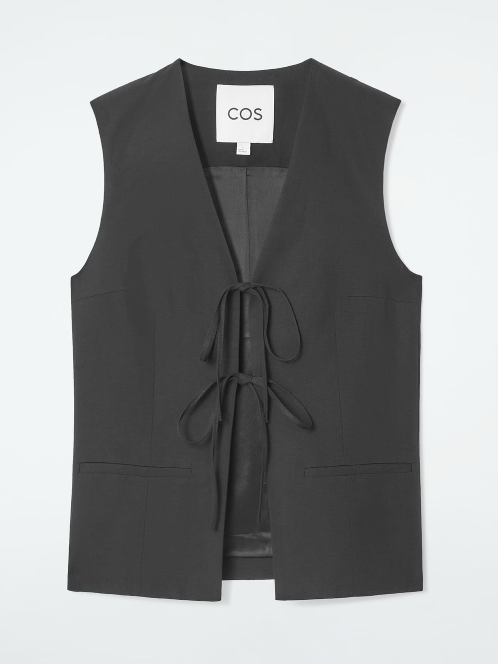 COS Black Tie-Front Sleeveless Vest | EU 34 / US 4 (Small)